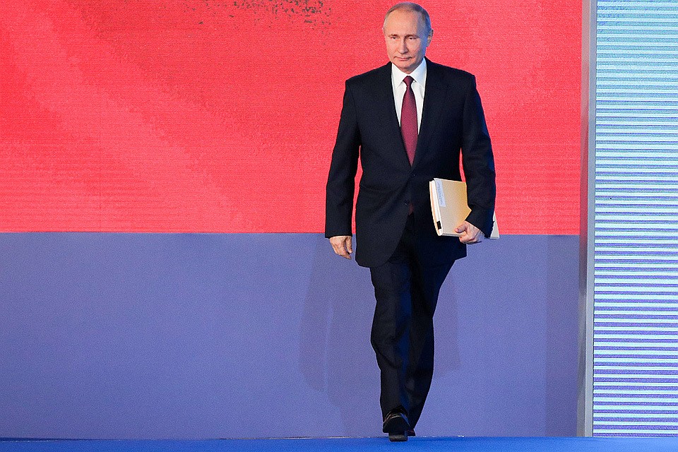 1 марта 2018. Президент РФ Владимир Путин перед выступлением в Центральном выставочном зале "Манеж". ФОТО Михаил Климентьев/пресс-служба президента РФ/ТАСС