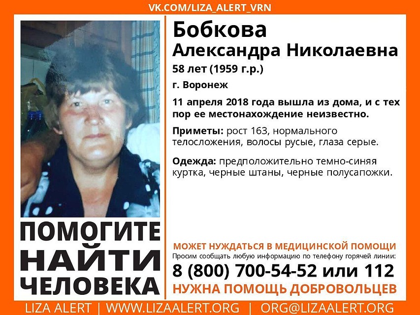 Фото: с группы поискового отряда «Лиза Алерт Воронеж» в соцсети.