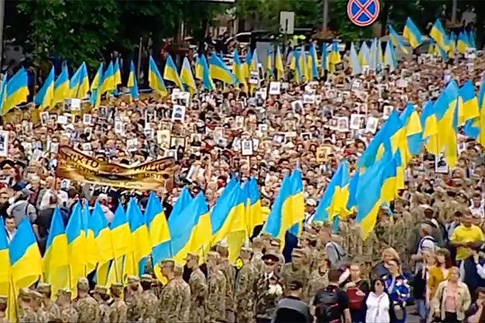 День Победы в Киеве. Фото: скрин с видео телеканала «Интер»