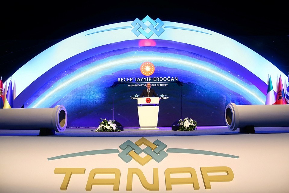 Президент Турции Реджеп Тайип Эрдоган на открытии газопровода TANAP