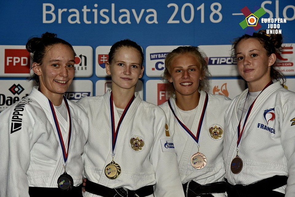 Елизавета Степанова (вторая слева) готовится к Первенству Европы среди спортсменок до 23 лет. Фото: европейская федерация дзюдо.