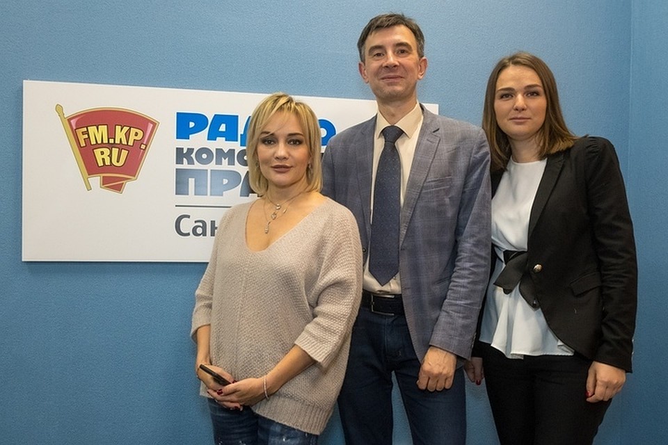 Татьяна Буланова, Сергей Ануфриев и Ольга Фролова в студии радио «Комсомольская Правда в Петербурге»