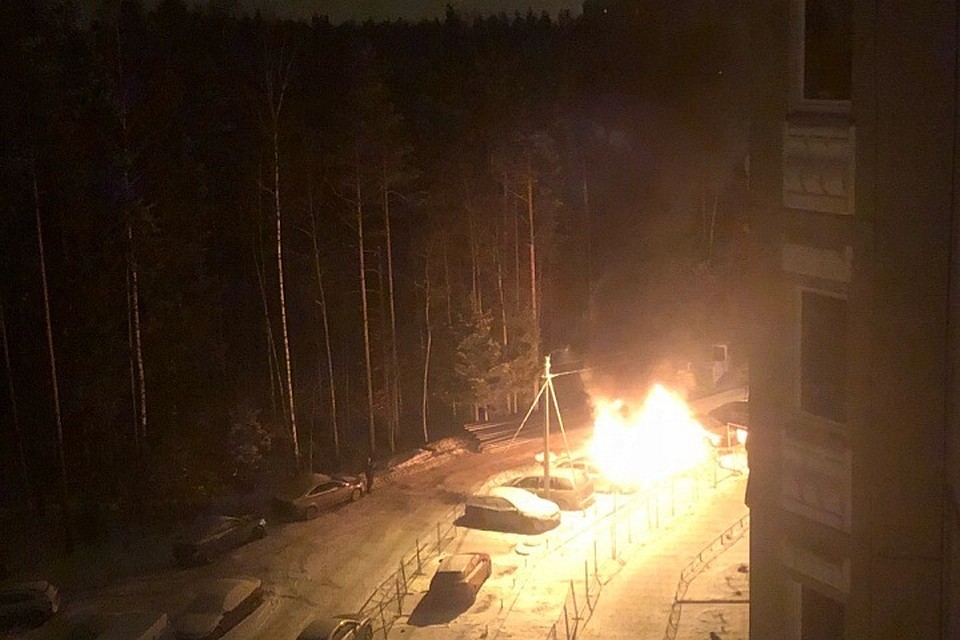На Кленовой улице в Сертолово ночью сгорели две машины. Фото: vk.com/spb_today