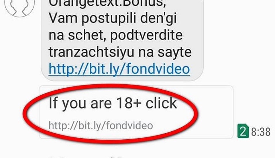 Скрин SMS сообщения