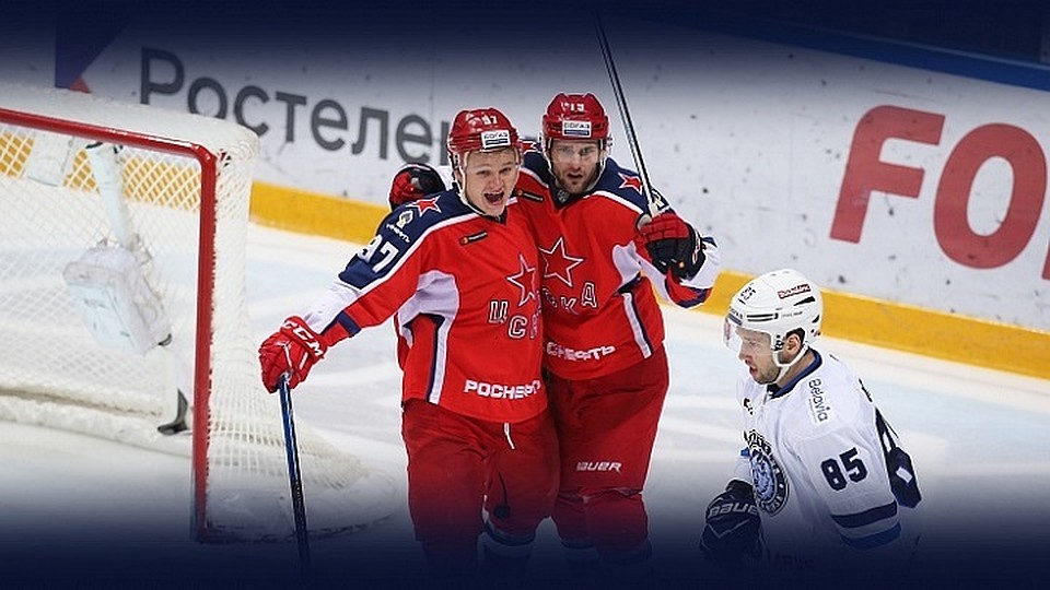 Белорусы проиграли в овертайме, ведя во втором периоде 2:0, в чемпионате КХЛ. Фото: cska-hockey.ru