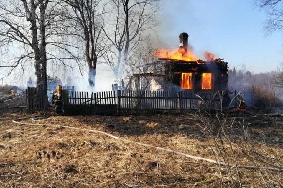 В Полоцком районе из-за выжигания сухой растительности сгорели дом и баня. Фото: МЧС