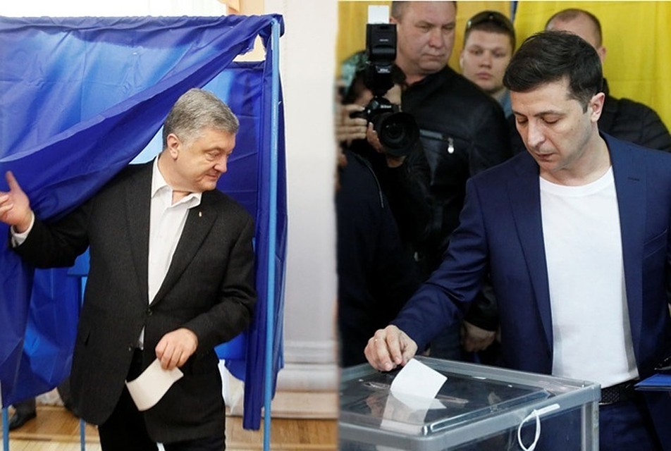 Петр Порошенко и Владимир Зеленский в день решающего голосования. Фото: kp.ua