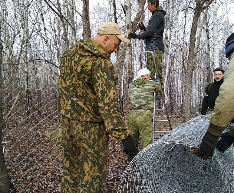 Временный вольер построен силами служащих управления и Дирекции по охране животного мира области совместно с приморскими специалистами.