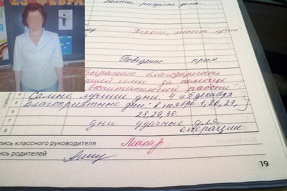 Учитель и ее странная запись в дневнике.