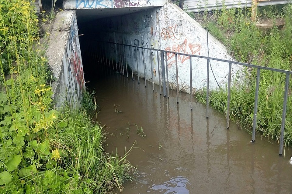 Теперь жители должны пересекать этот участок дороги вплавь. Фото: "Подслушано в Ярославле"\vk.com.