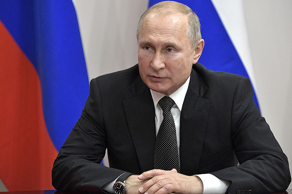 Владимир Путин на совещании с постоянными членами Совета безопасности РФ. Фото Алексей Никольский/пресс-служба президента РФ/ТАСС