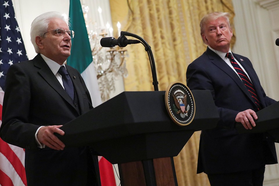 Президент США Дональд Трамп и президент Италии Серджо Маттарелла