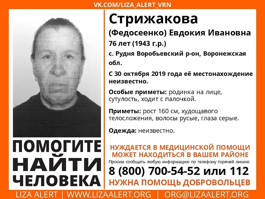 Фото: из группы поискового отряда «Лиза Алерт Воронеж» в соцсети.