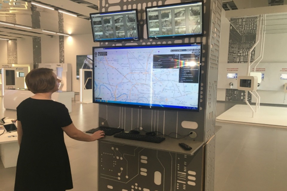 Карта городской системы видеонаблюдения в Центре информационных технологий `Умный город`на ВДНХ.