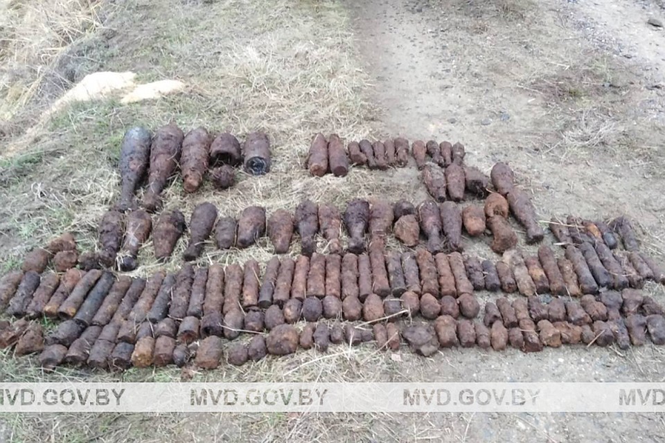Снаряды, мины и гранаты были найдены возле железной дороги.