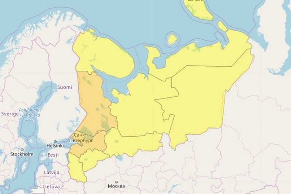 Гидрометцентр поднял уровень погодной опасности до оранжевого. Фото: meteoinfo.ru
