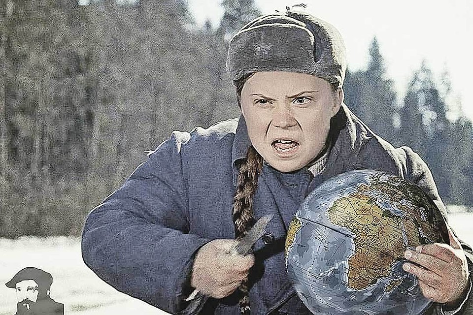 Защитницу природы Грету Тунберг Klod_Mande увидел в образе Доцента из «Джентльменов удачи».