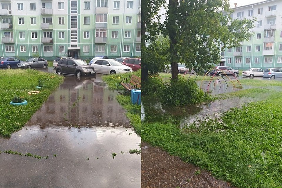 После сильнейшего ливня Зеленогорск на два метра затопило водой. Фото: Подслушано Зеленогорск