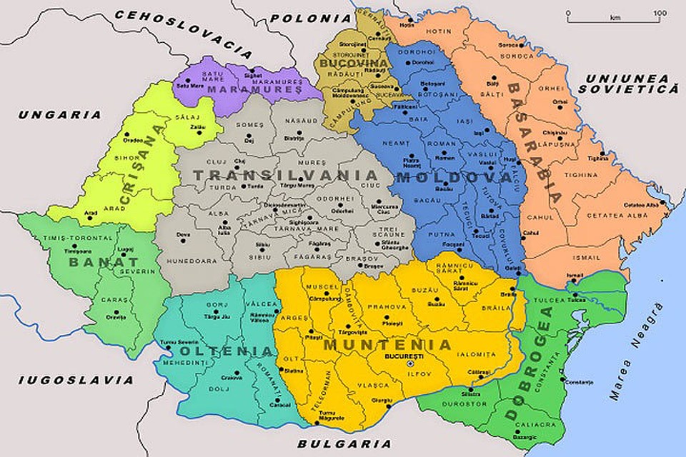 Карта "Великая Румыния" 1939 г.