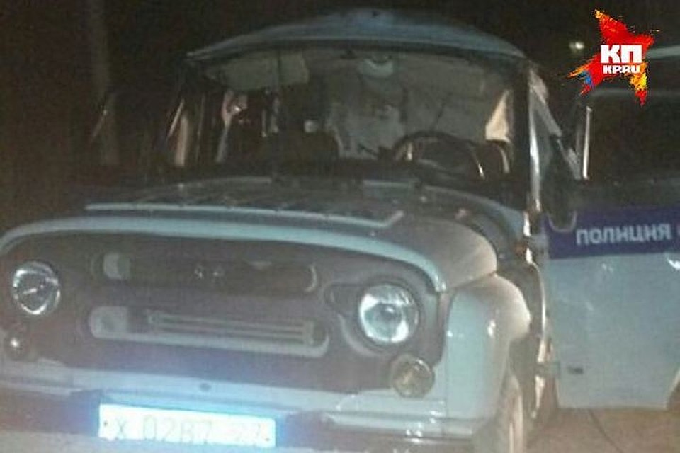 Взорванный новоургальцем патрульный УАЗ