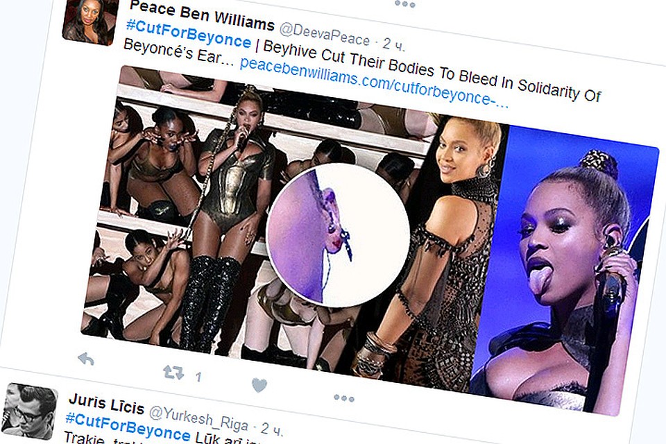 Хештеги #CutForBeyonce и #BleedForBeyonce быстро поднялся в топе твиттера и инстаграма