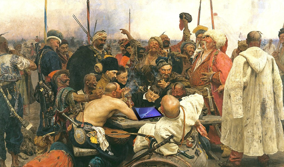 Казачья кибер-дружина пишет отчет о проделанной работе.