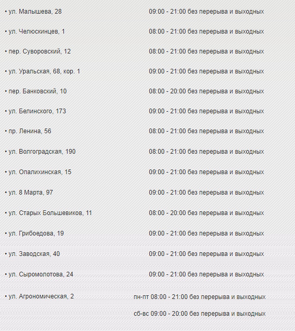 Адреса салонов ORTIX в Екатеринбурге