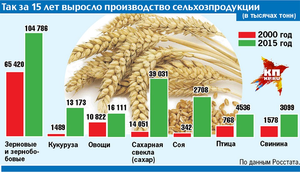 Так за 15 лет выросло производство сельхозпродукции