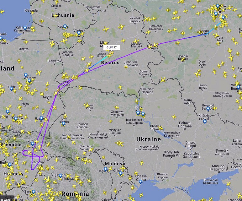 Путь самолёта, в котором летел вице-премьер России. ФОТО flightradar