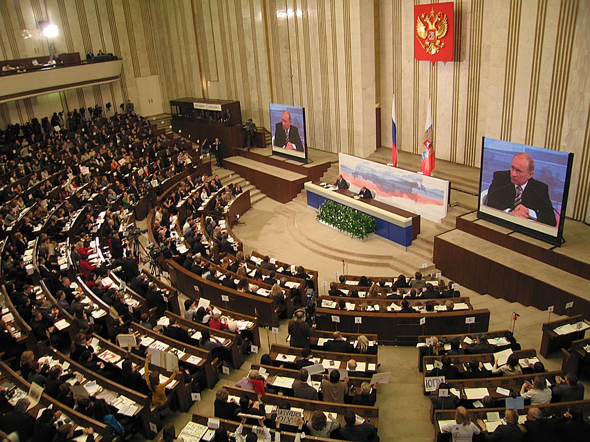 Большая пресс-конференция Владимира Путина. 2008 год. Фото ТАСС/ Андрей Бабушкин