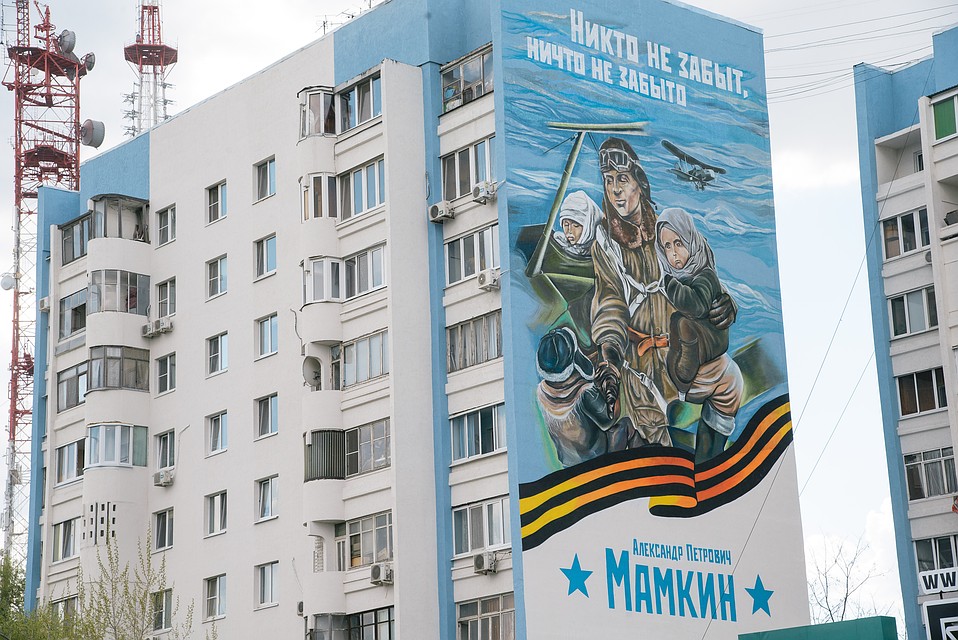 Теперь на стене одного из домов на Московском шоссе красуется портрет Александра Мамкина Фото: Альберт ДЗЕНЬ