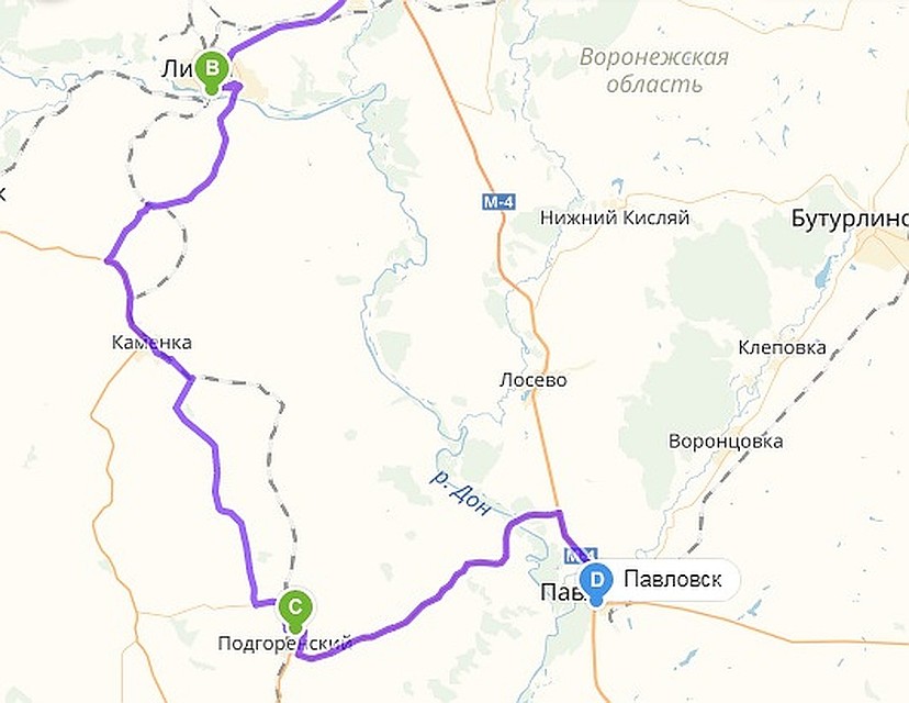 Дорога через Лиски Фото: Яндекс.Карты