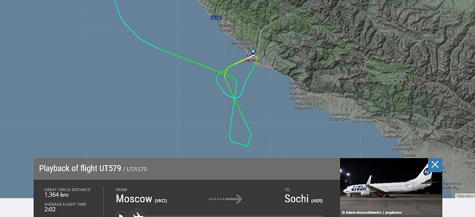 Самолет VQ-BJI совершал вторую попытку сесть. Flightradar24