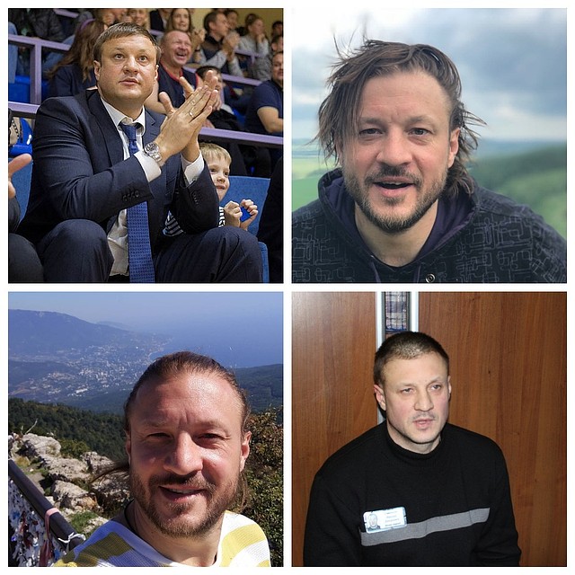 По часовой стрелке: Сандаков в бытность чиновником, Сандаков через год после уголовного преследования, Сандаков в ИК-6, Сандаков накануне приговора.