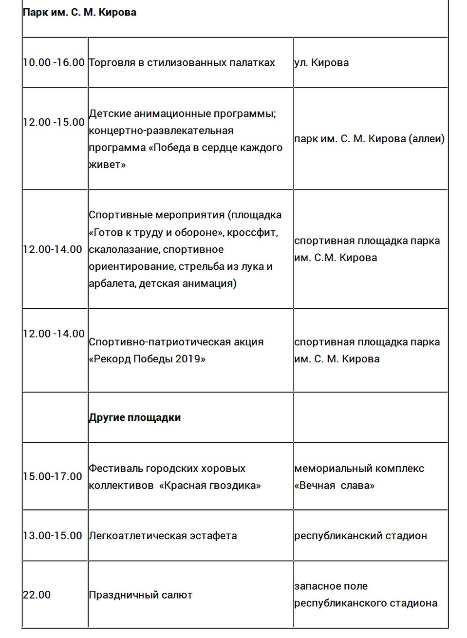 Программа предоставлена мэрией