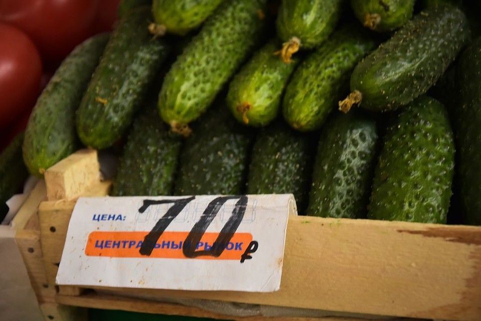 Огурцы стоят от 50 до 150 рублей. Фото: Алена МАРТЫНОВА