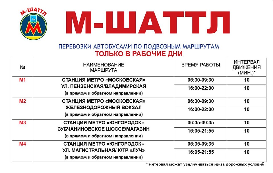 Расписание движения автобусов до метро