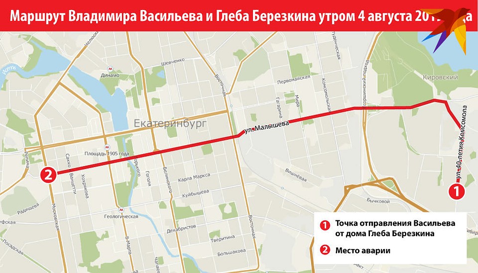 Карта движения Kia Rio под управлением Васильева. Общий путь составил 8,1 километра Фото: Ксения КРИВОЩЕКОВА