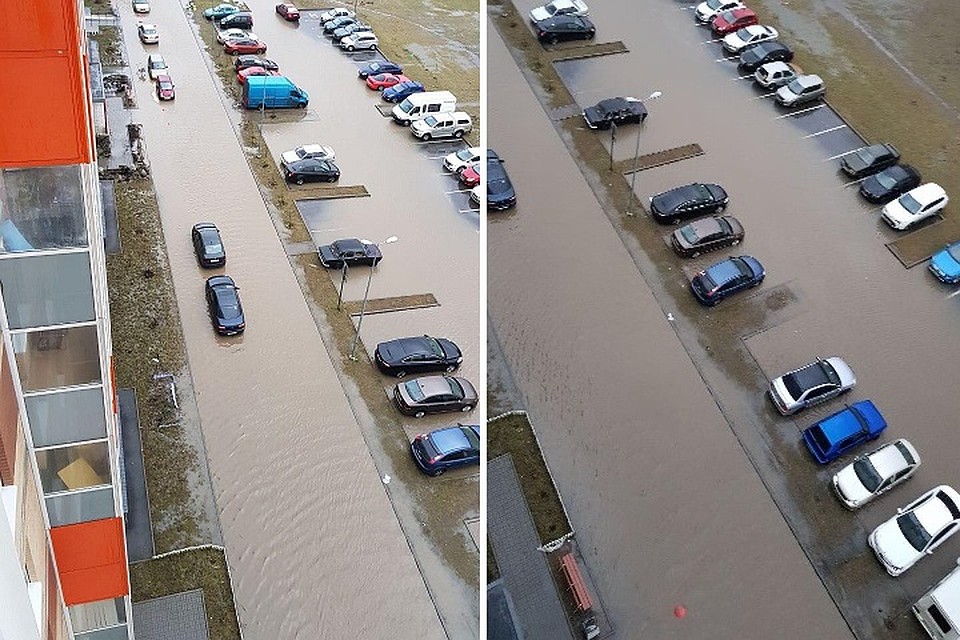 В Мурино залило водой дворы многоэтажек. Фото: "Мегаполис"