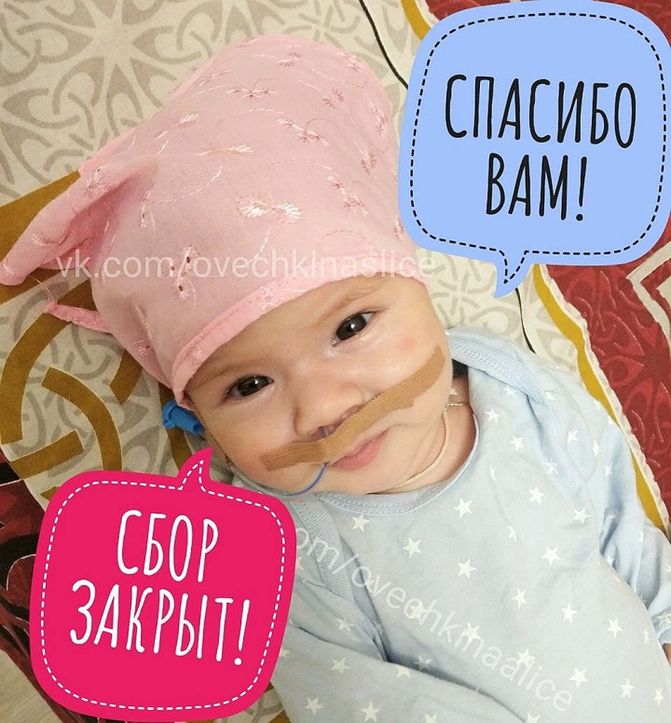 Неизвестный благотворитель пожертвовал всю сумму и спас девочке жизнь. Фото: vk.com/ovechkinaalice