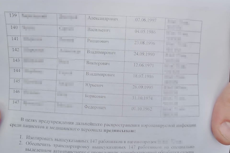 Поименный список заболевших попал в руки рабочих.