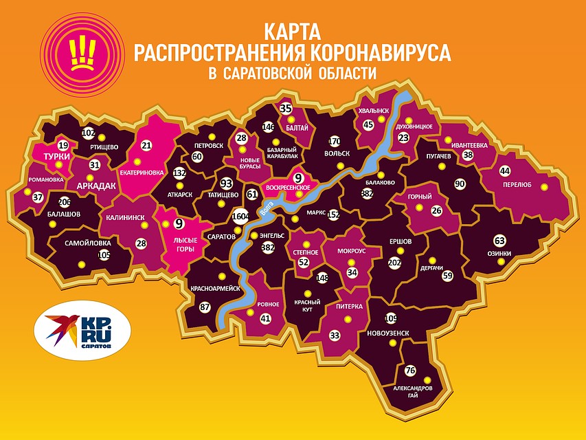 Карта распространения коронавируса в Саратовской области Фото: Ольга Симонова