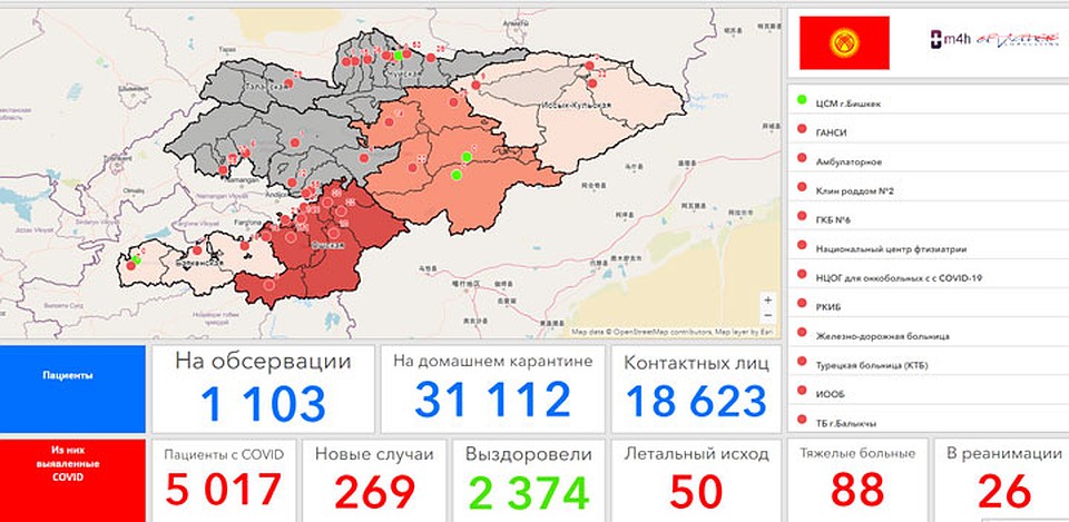 Интерактивная карта Фото: пресс-служба Минздрава Кыргызстана
