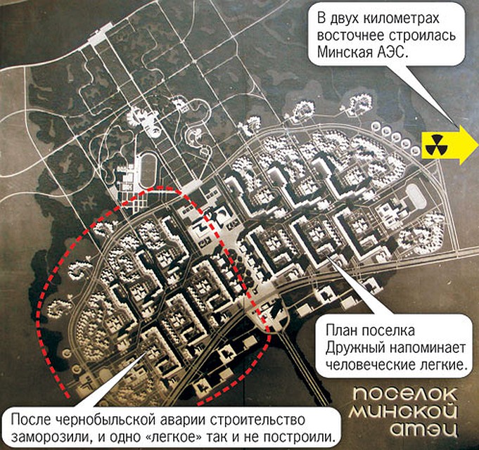 План поселка Дружный напоминает человеческие легкие.