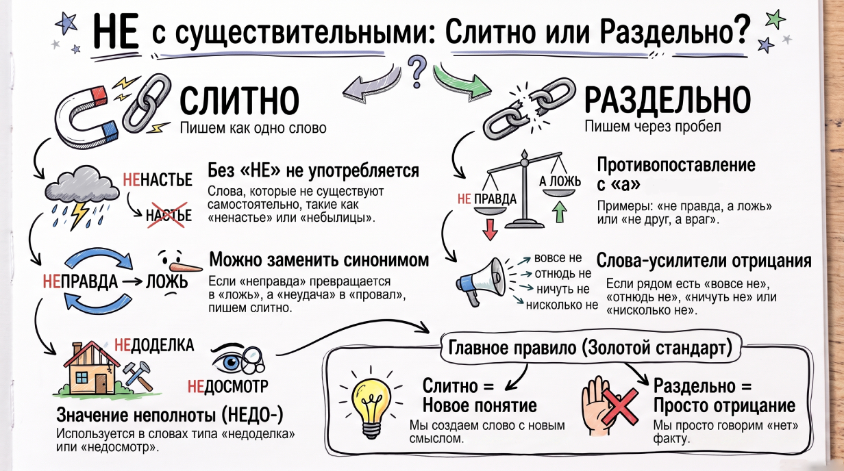 Не с существитильными инфографика