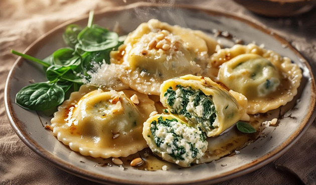 Домашние равиоли с рикоттой и шпинатом