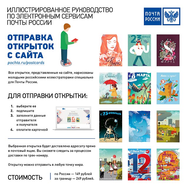 отправить открытку с днем рождения по почте россии если себя