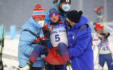 Потерявшая сознание биатлонистка завершила выступление на Олимпиаде